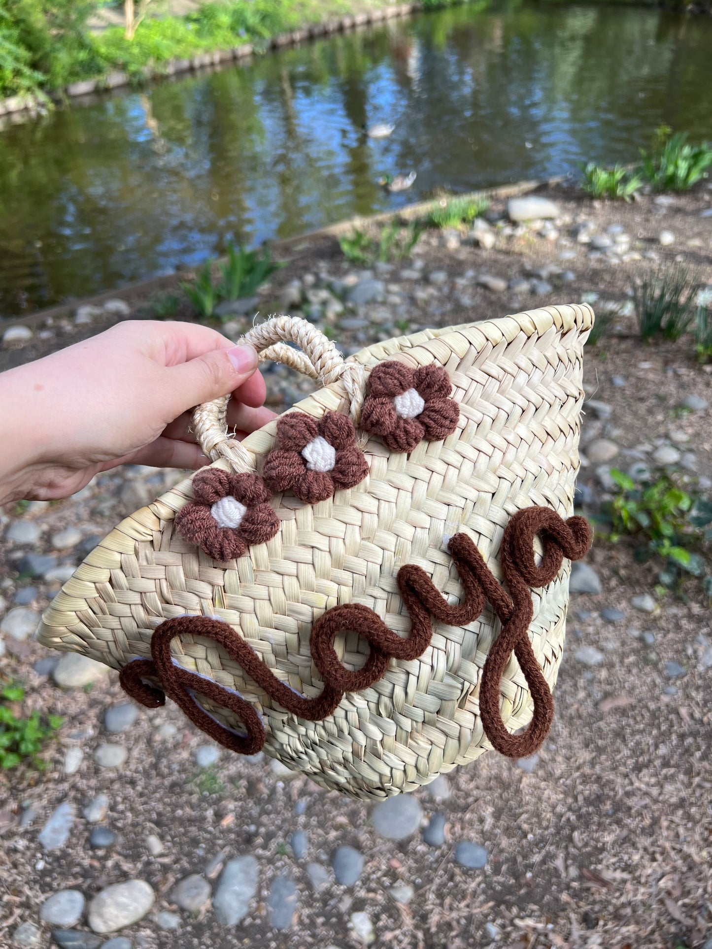 Panier personnalisé fleurs marrons